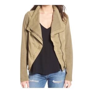 Thread & Supply Olive Green Moto Jacket with Asymmetrical Zipper Detail Small